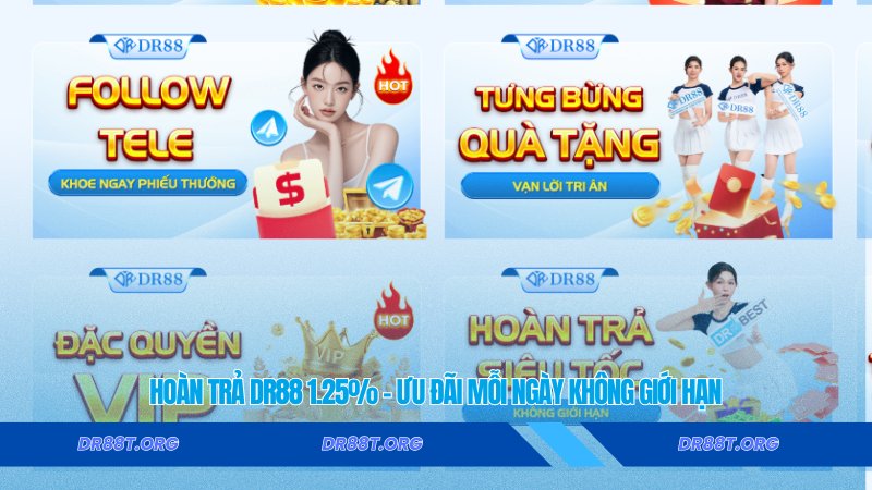 Hoàn trả Dr88 1.25% – Ưu đãi mỗi ngày không giới hạn
